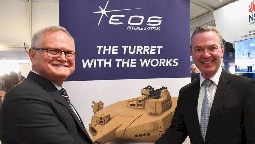 EOS CEO Ben Greene with then defence Minister Christopher Pyne
