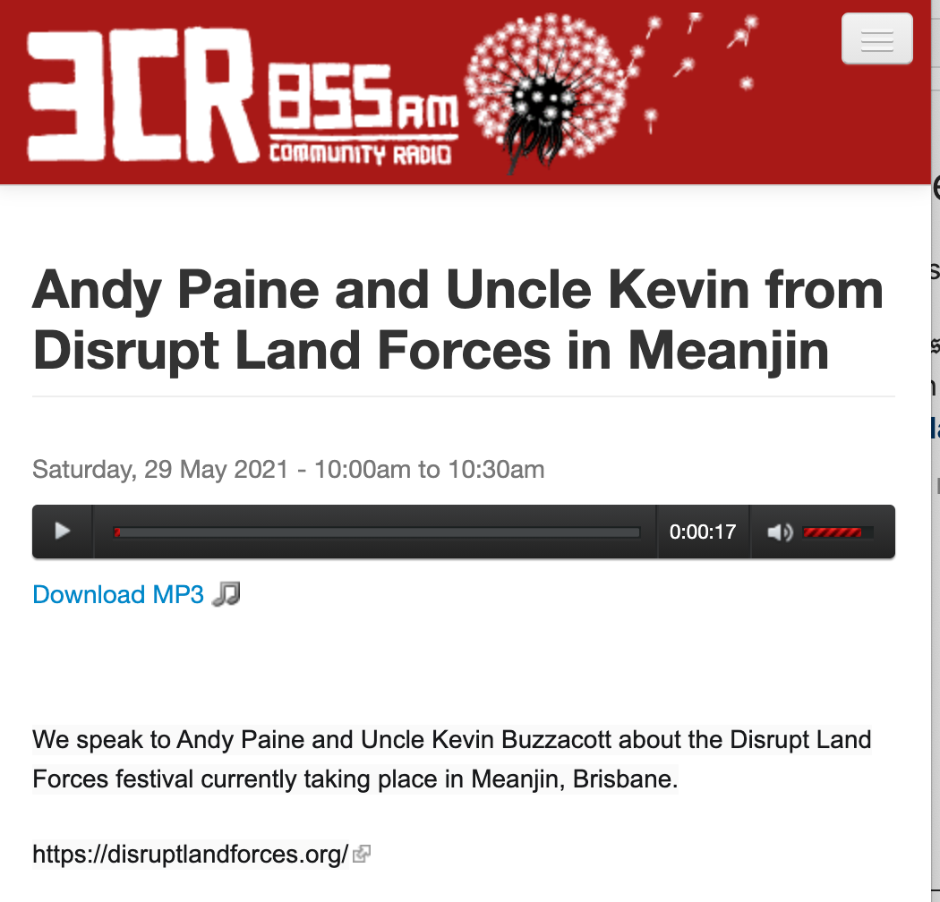 Andy Paine and Uncle Kevin from Disrupt Land Forces in Meanjin